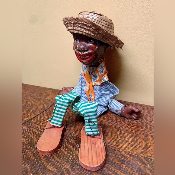 Antique Straw Hat Bandana Wearing Jigger Dancing Puppet Marionette Doll - Picture 12 of 16
